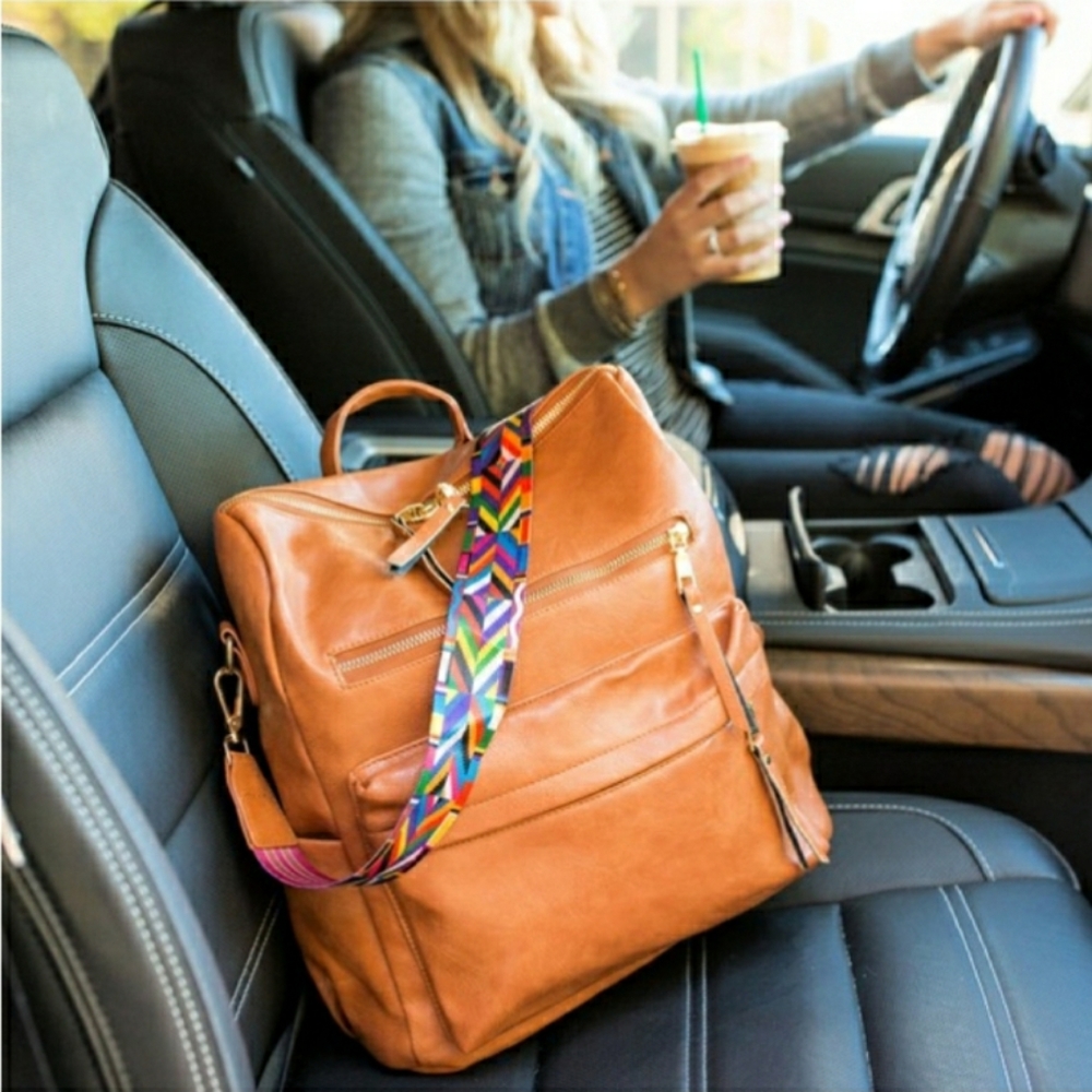 Cognac Convertible Guitar Strap Backpack Purse Bag - Picture 6 of 11